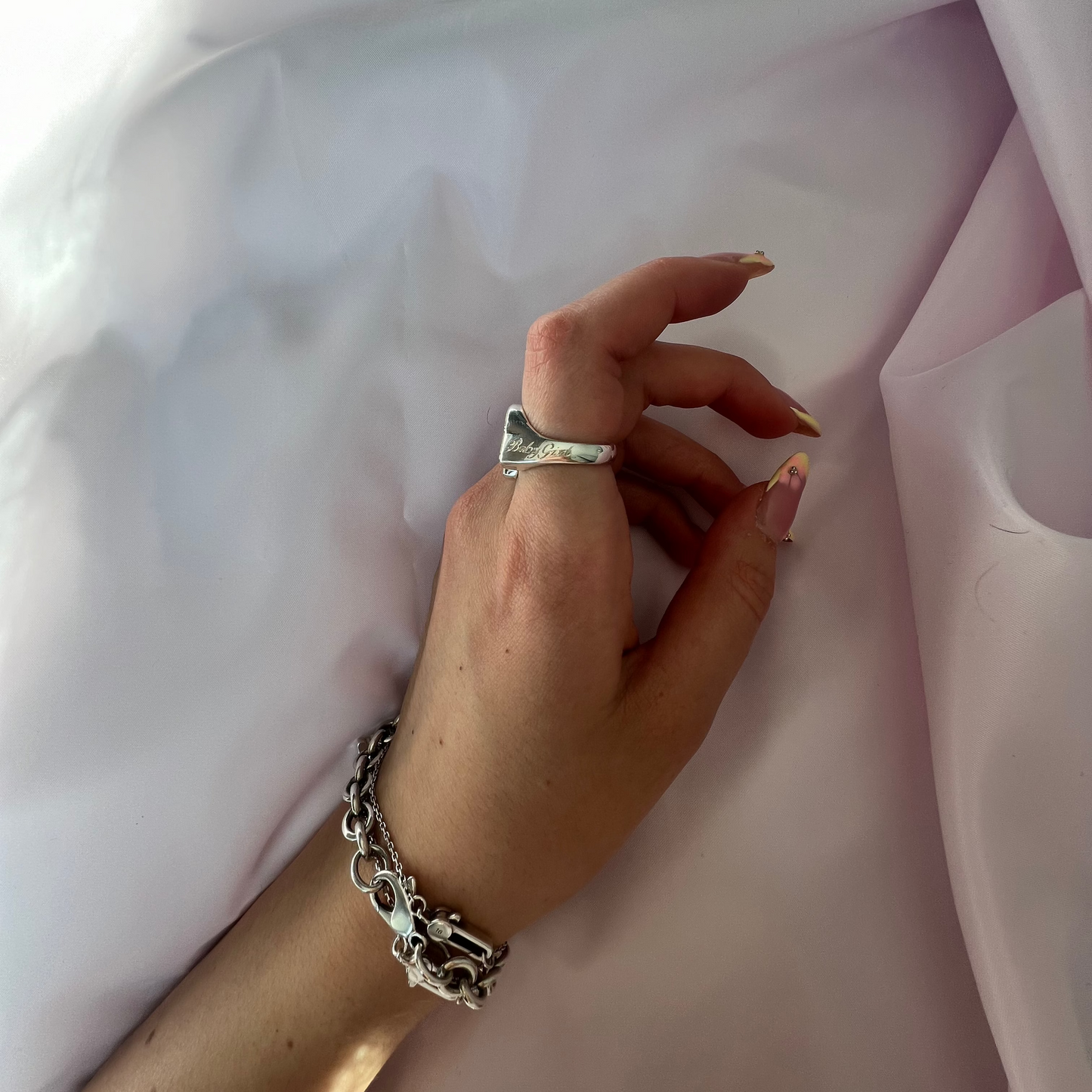 Large Silver Fur Baby Signet Ring