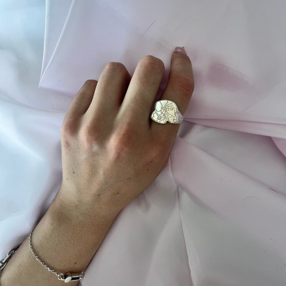 Large Silver Fur Baby Signet Ring