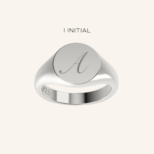 Silver Round Mini Pinky Signet With Engraving