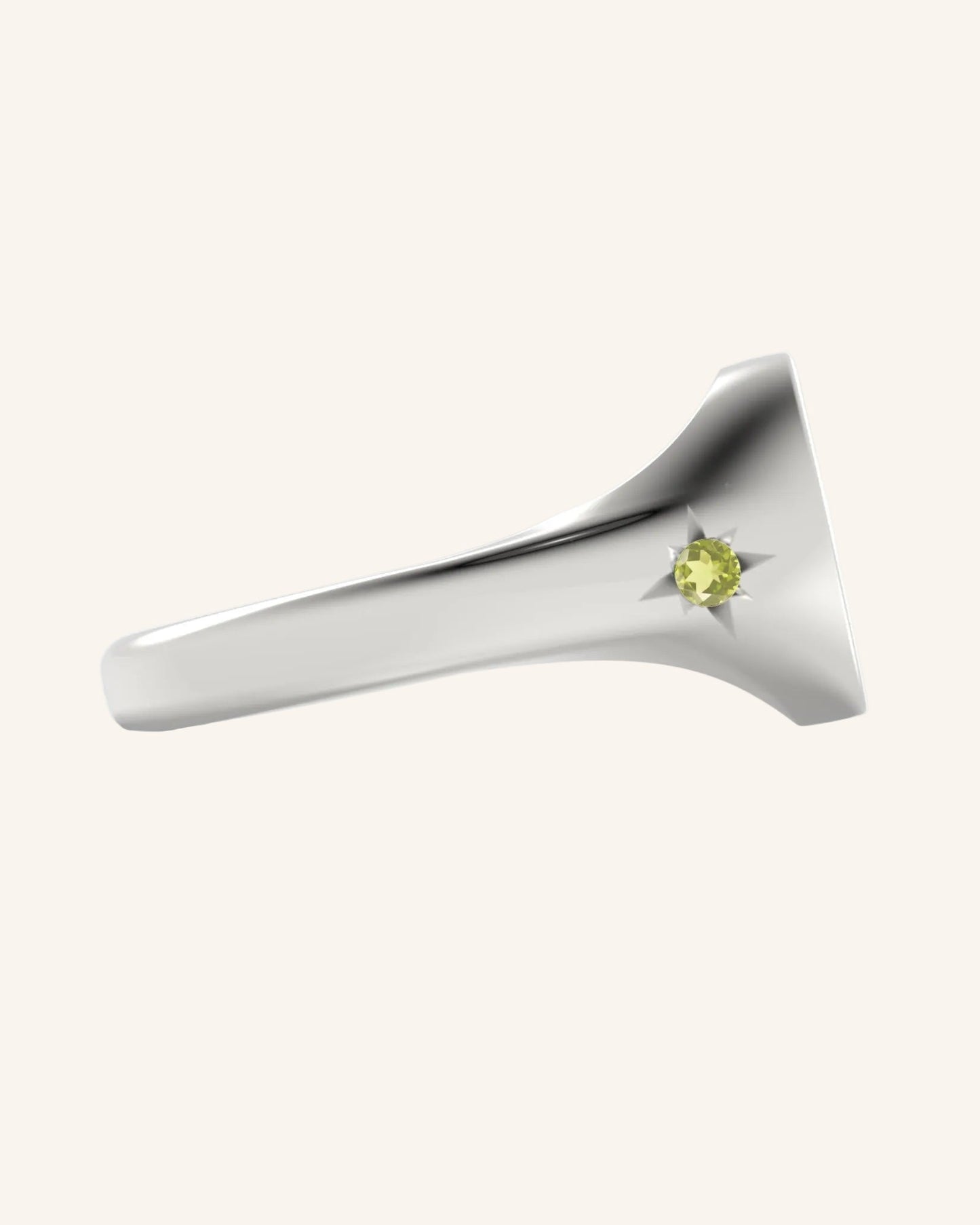 Mini Pinky Round Signet with Double Gems | Silver