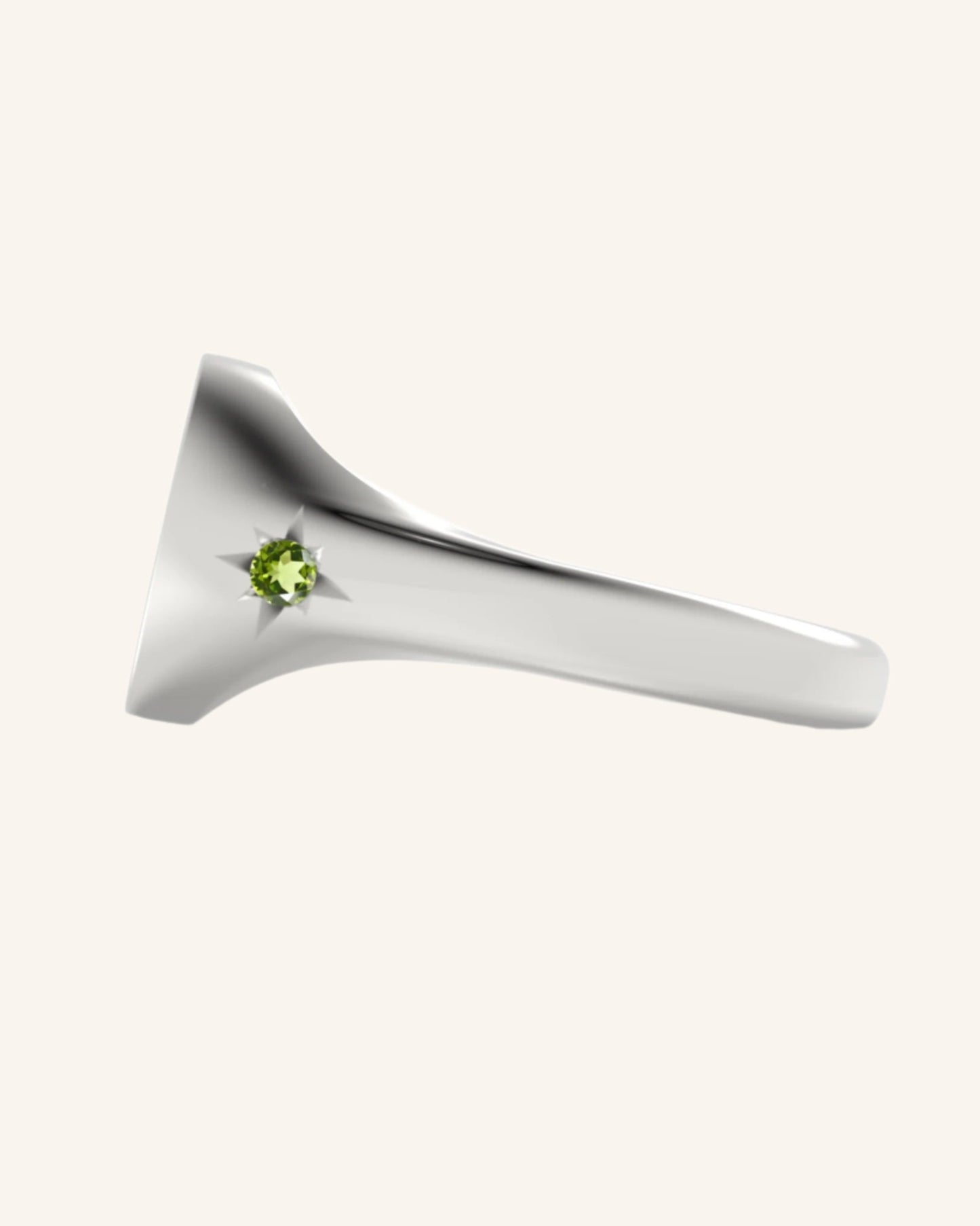 Mini Pinky Round Signet with Double Gems | Silver