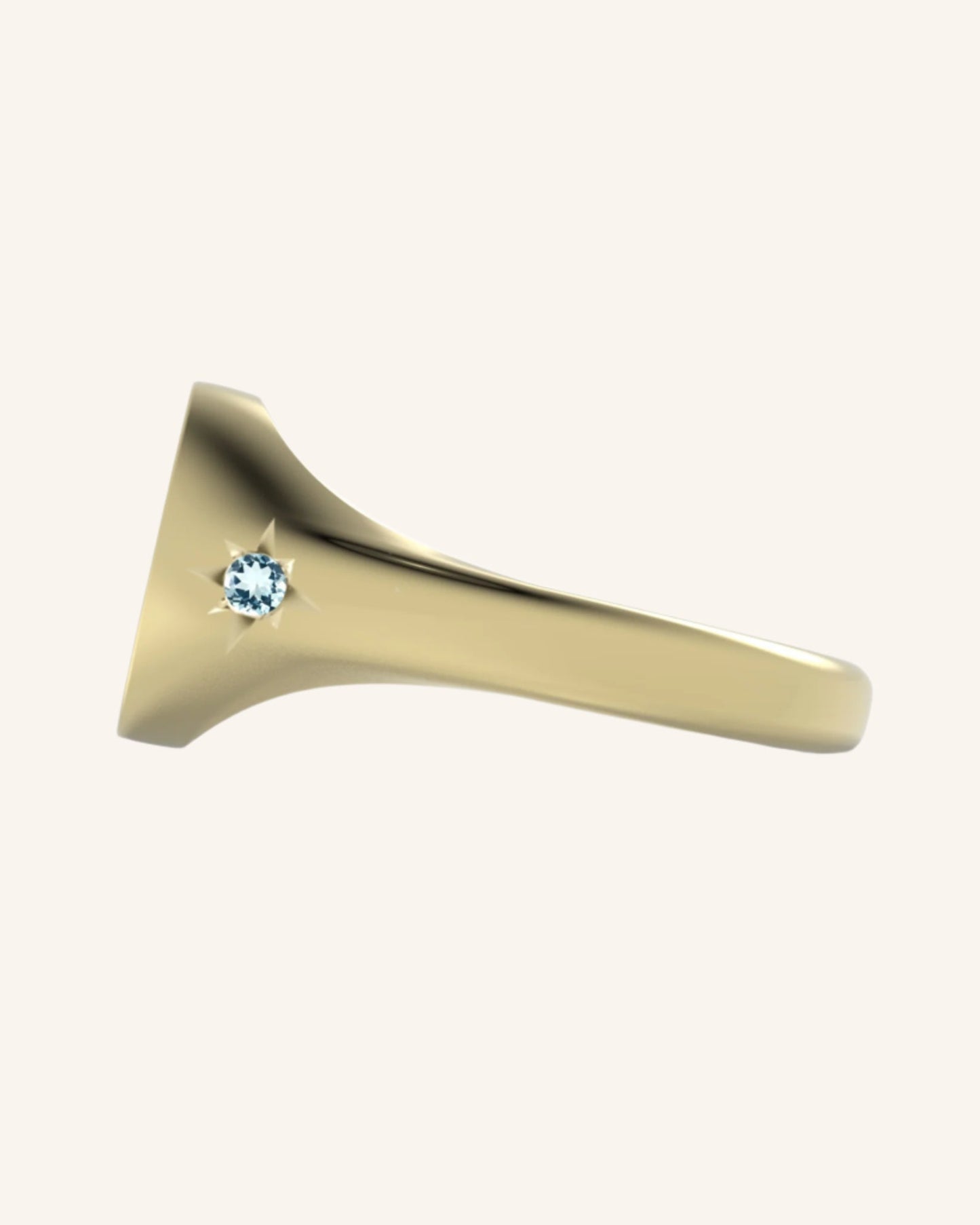 Mini Pinky Signet With Engraving & Gem | Gold