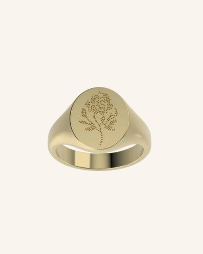 Rose Lace Tattoo Signet Ring | Gold