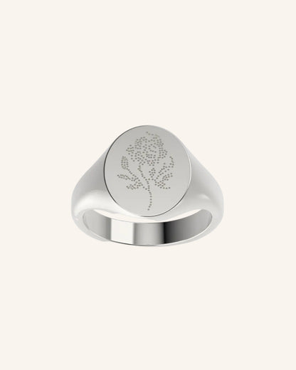 Rose Lace Tattoo Signet Ring | Silver