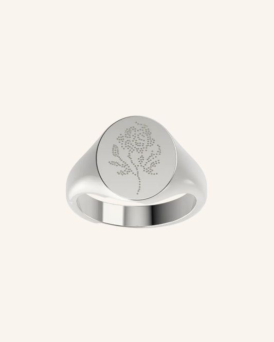 Rose Lace Tattoo Signet Ring | Silver