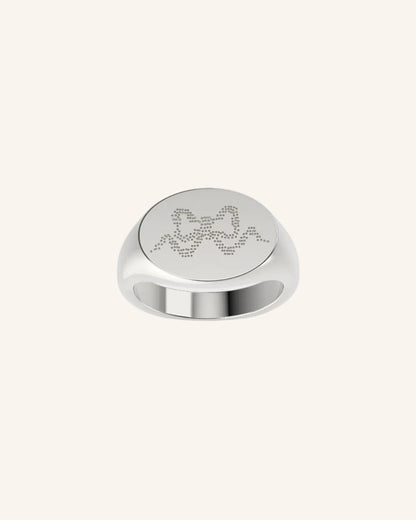 Bow Lace Tattoo Signet Ring | Silver