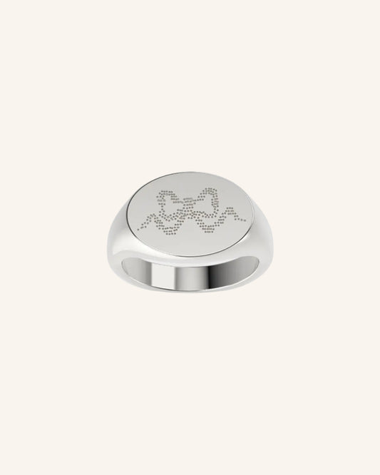 Bow Lace Tattoo Signet Ring | Silver