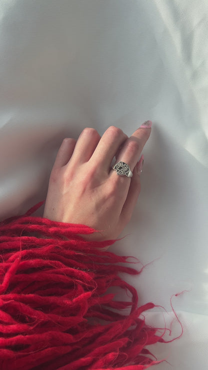 Mini Silver Fur Baby Signet Ring